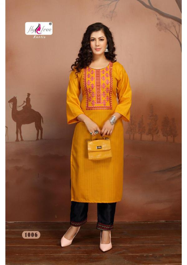 Fly Free Navratan Fancy Rayon Embroidery Kurti With Bottom